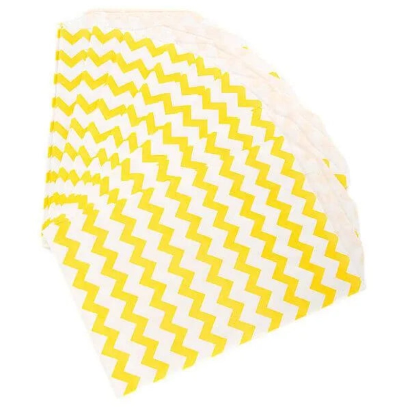 Yellow Chevron Stripe Candy Bags: 25-Piece Pack