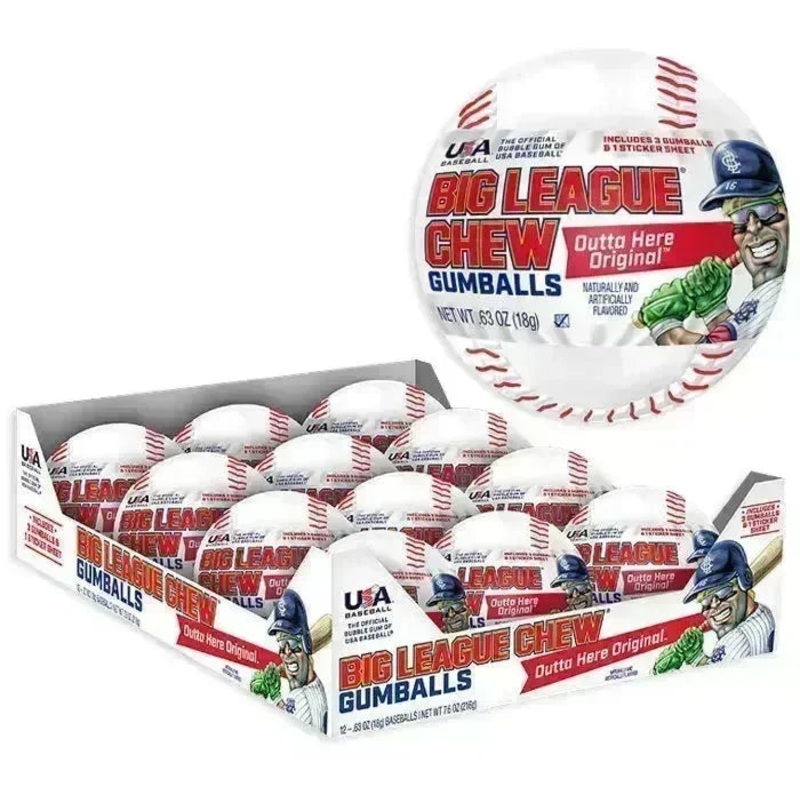 Big League Bubble Gum Baseball Packs: 12-Piece Display