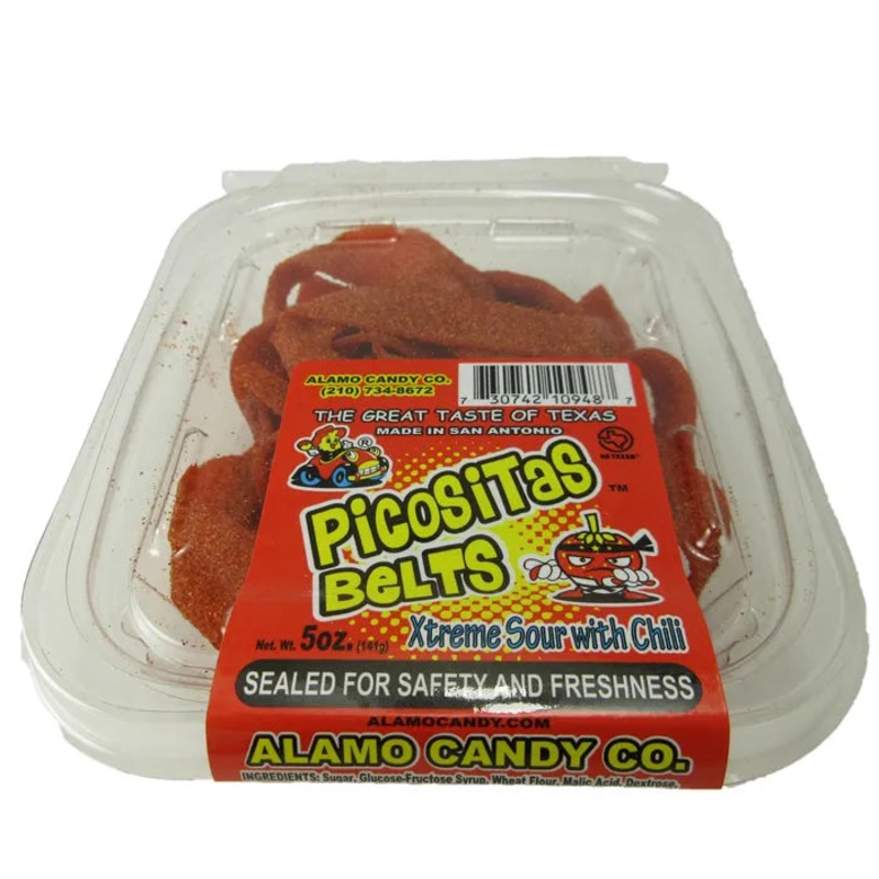 Alamo Candy Picositas Belts - Xtreme Sour with Chili: 24-Piece Case