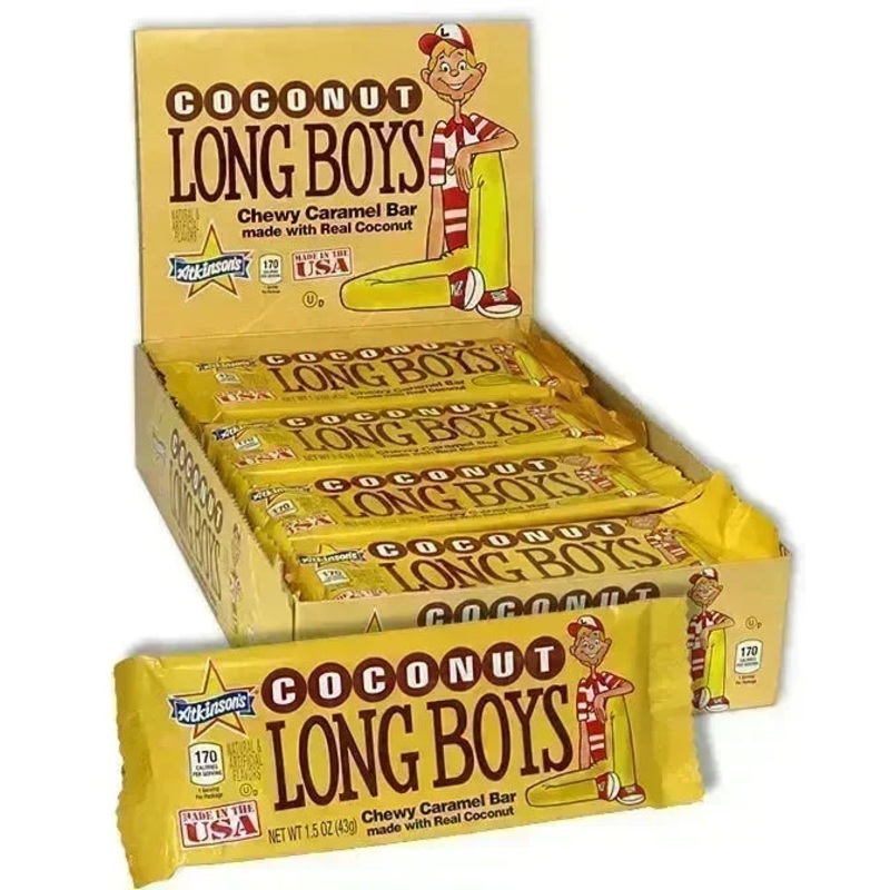 Atkinson Long Boys Coconut Bars Candy: 24-Piece Display