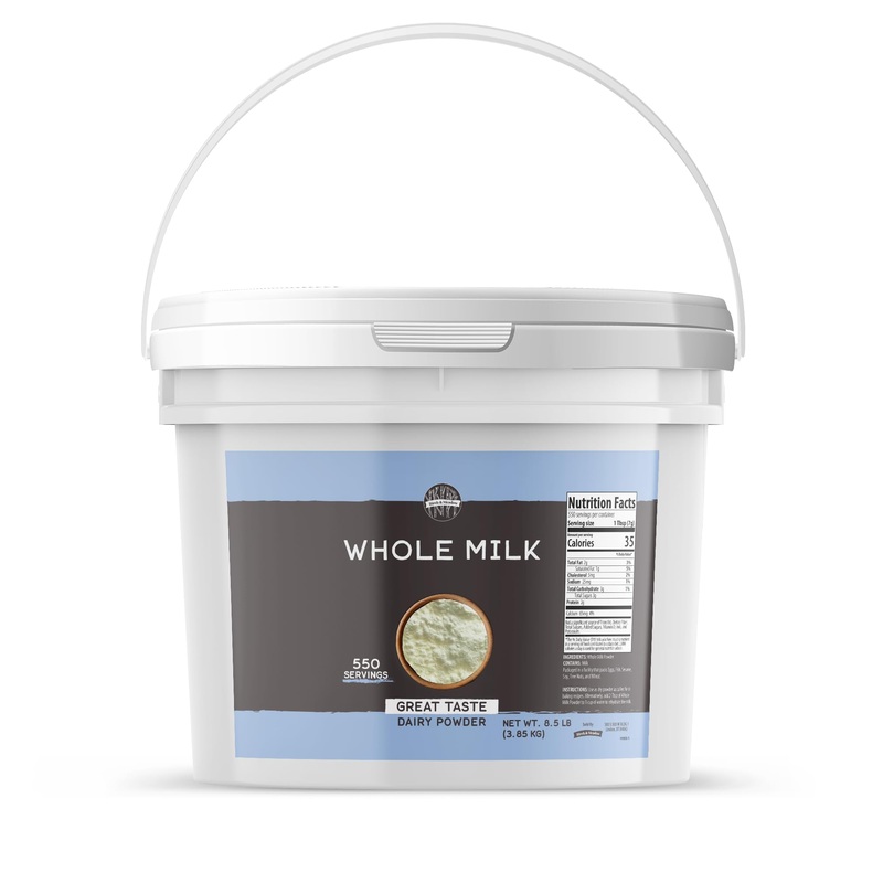 Birch & Meadow 2 Gallon Bucket Of Whole Milk Powder, Light Sweet Taste (136 Ounce)