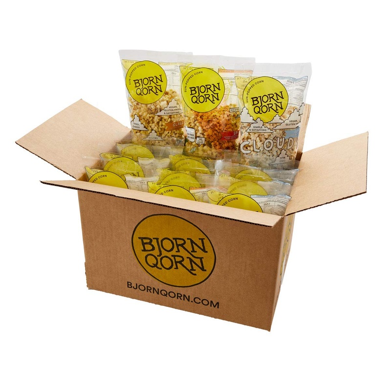 Bjornqorn 12-Pack Mix Popcorn (3 Flavors) - Vegan & Gluten-Free - (4) Classic, (4) Spicy, (4) Cloudy - (12 3Oz Bags)