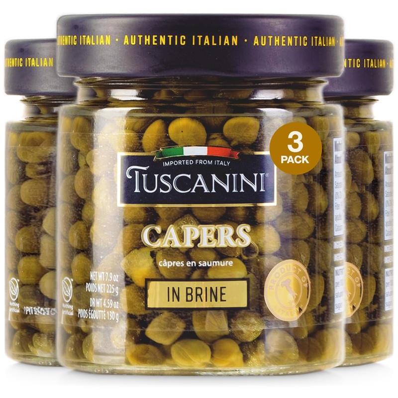Tuscanini Italian Capers In Brine, 4.59 Oz (3 Pack) | Product Of Italy | Pickled Capers For Cooking