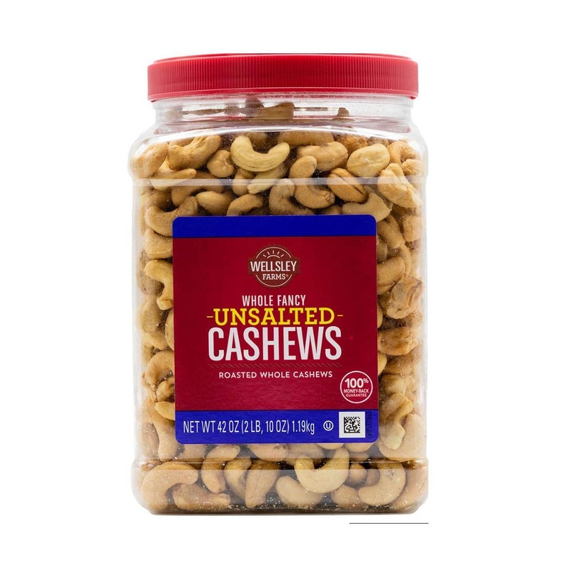 Wellsley Farms Whole Fancy Unsalted Roasted Cashews, 42 Oz