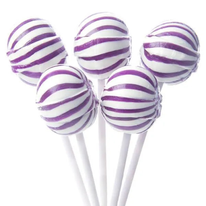 YumJunkie Sassy Spheres Grape Purple Striped Ball Lollipops: 100-Piece Bag