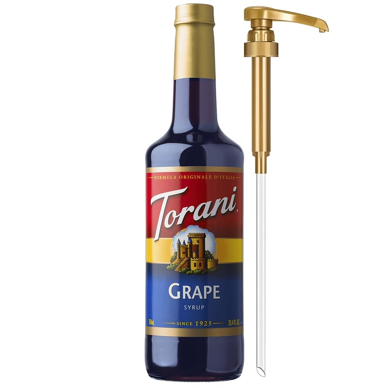 Torani Grape Syrup For Drinks, Flavoring For Iced Tea, Lemonade, Sodas, And Cocktails, Glass Bottle With Pump Included, 25.4 Fl