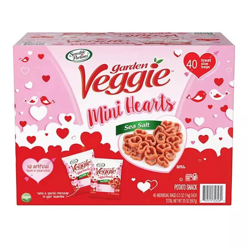Valentine Garden Veggie Potato Snacks Mini Hearts: 40-Piece Case