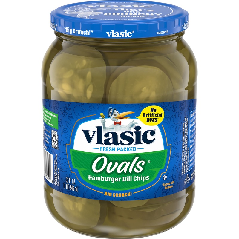 Vlasic Ovals Hamburger Dill Pickle Chips, 32 Oz