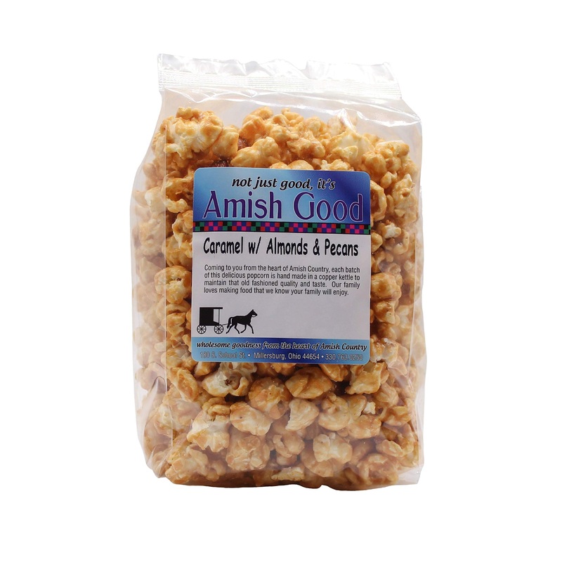 Amish Good Premium Caramel Popcorn With Almond And Pecans * Real Butter And Coconut Oil In 12 Ounce Bag