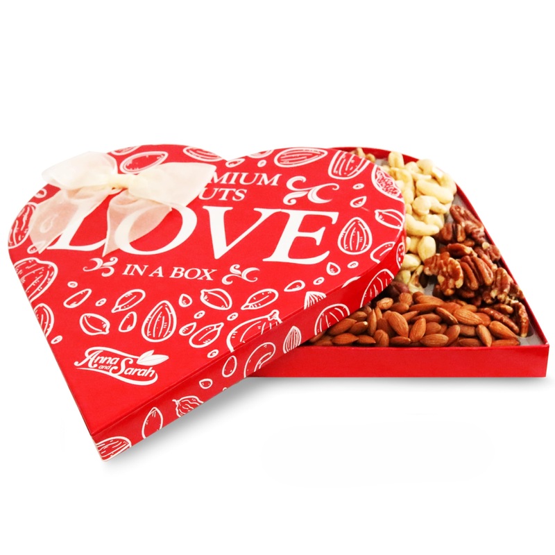 Anna And Sarah Premium Mixed Nuts Large Size Heart Shaped Gift Basket, Walnut-Almond-Cashew-Oregon Hazelnut-Apricot Seed-Pecan F