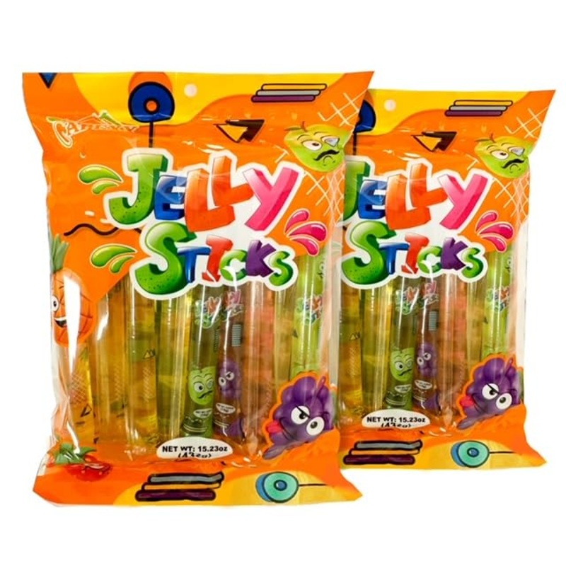 Apexy Jelly Straws, Fruit Jelly Filled Strips, Tiktok Candy Trend Items, Assorted Fruit Jelly Sticks, 15.23Oz (15.23Oz Pack Of 2