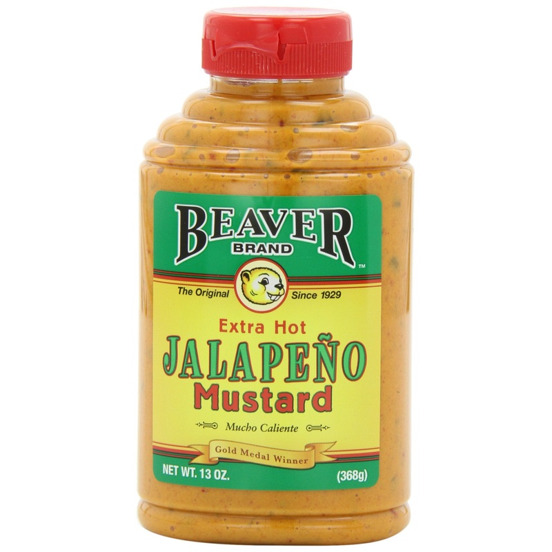 Beaver Jalapeno Mustard, 13 Ounce Squeeze Bottle (Pack Of 6)