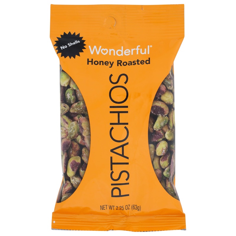 Wonderful No Shell Honey Roasted Pistachios, 2.25 Ounce - 24 Per Case.
