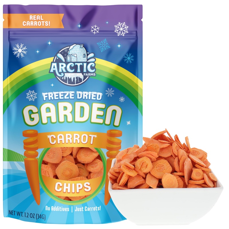 Arctic Farms Garden Pure Freeze Dried Carrots Veggie, No Sugar Added, Crunchy Snack (Carrot Chips)