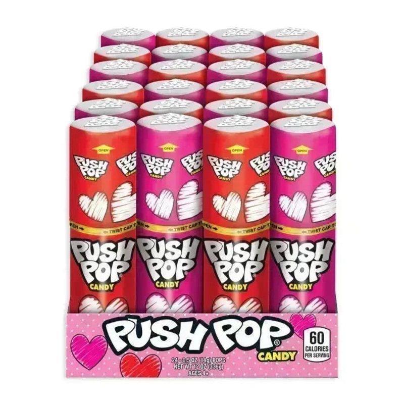 Valentine Push Pop Candy: 24-Piece Box