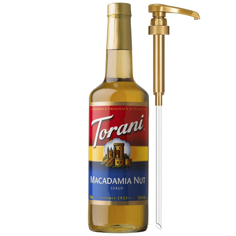 Torani Coffee Syrup, Macadamia Nut Flavoring For Drinks, Glass Bottle With Pump Included, 25.4 Fl Oz