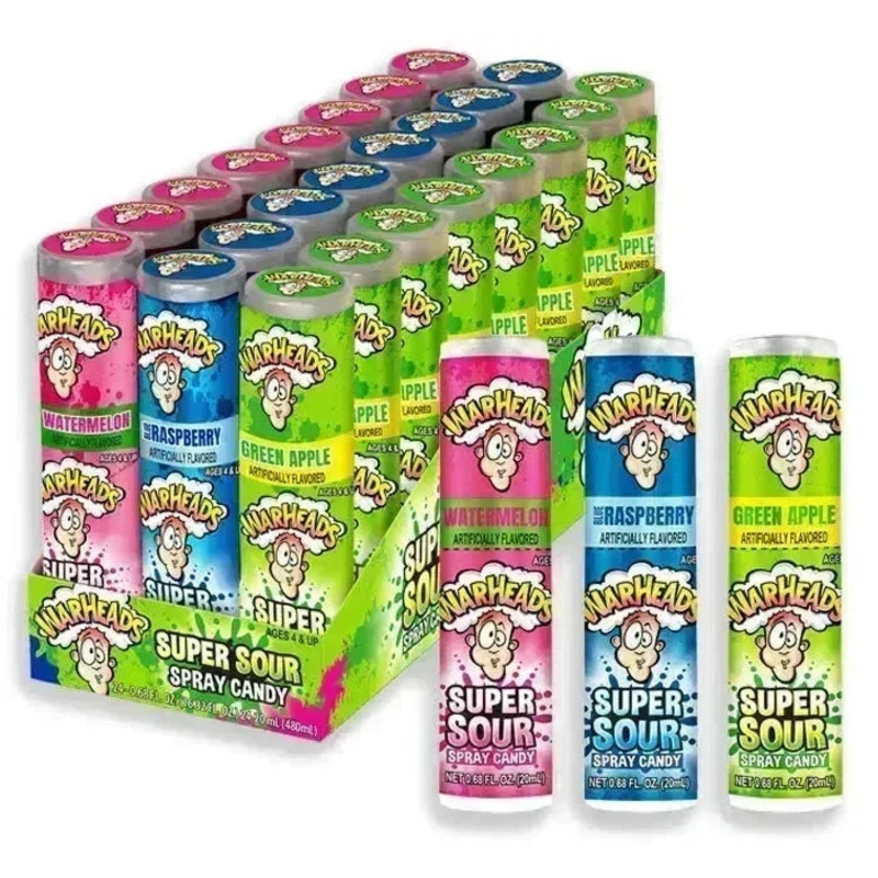 WarHeads Extreme Sour Candy Spray Bottles: 24-Piece Display