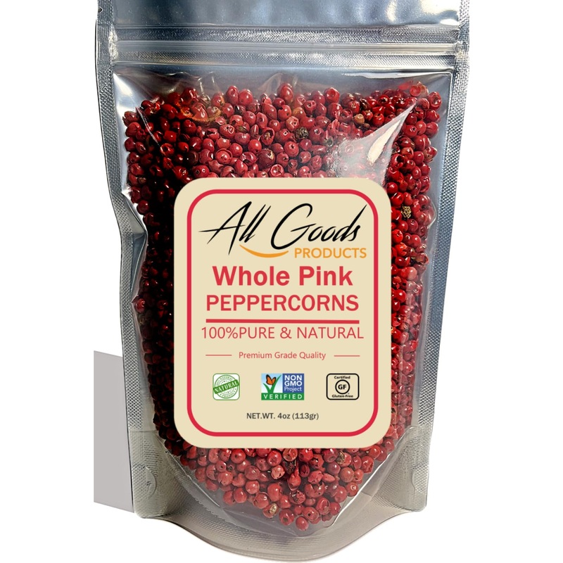 All Goods 4Oz Pink Peppercorns From Malabar For Grinder Refill - Whole Pink Pepper Bulk, Fresh Peppers, Pimienta Negra Entera