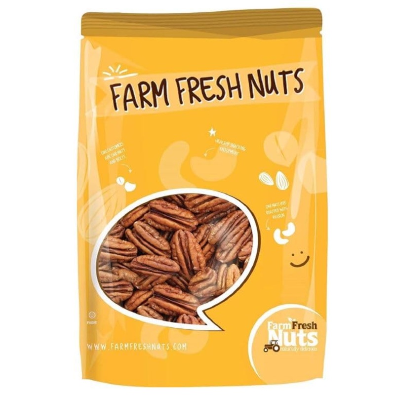 Whole, Shelled & Raw Georgia Pecans By Farm Fresh Unsalted & Handpicked For Freshness| Perfect For Pecan Pie, Cookie, Praline, B