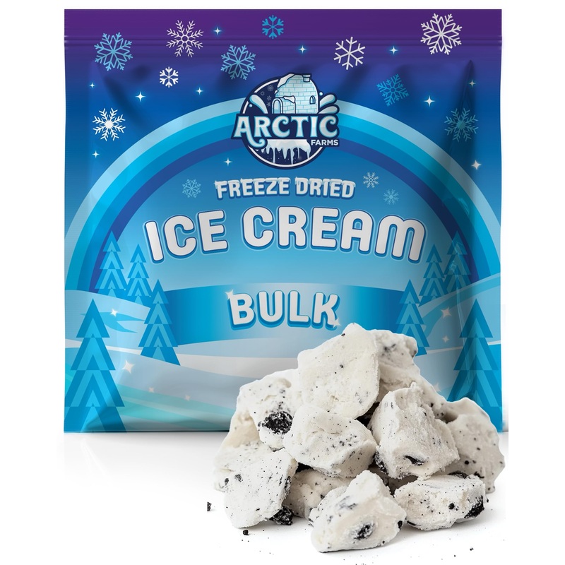 Arctic Farms Freeze Dried Ice Cream Bits Bagged And Boxed - Does Not Melt (Cookies & Cream, 1Lb)