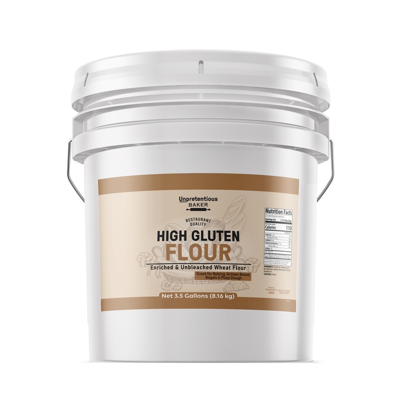 Unpretentious High Gluten Flour, 3.5 Gallons, Artisan Bread, Bagels, Pizza