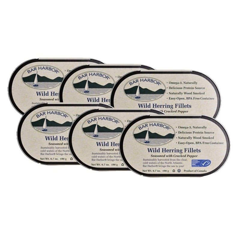 Bar Harbor Wild Herring Fillets With Cracked Pepper, 6.7 Oz (Pack Of 6)