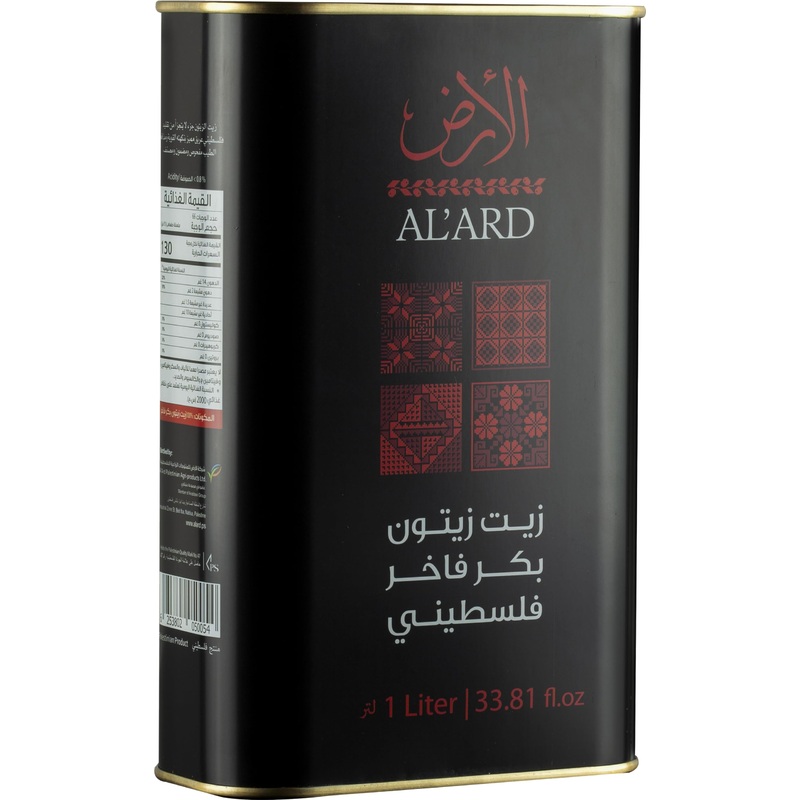 Al'Ard Palestinian Extra Virgin Olive Oil - 1L (33.8Fl Oz) Certified Organic Olive Oil With Rich Aroma & Exquisite Taste