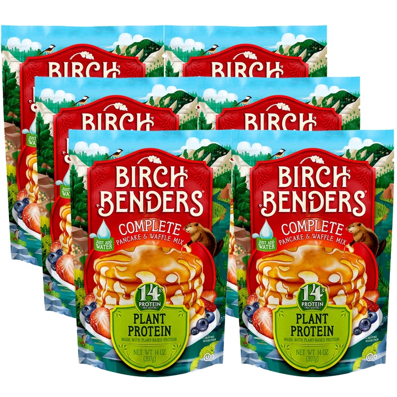 Birch Benders Pancake & Waffle Plant Protein, 14 Oz, (Pack Of 6)