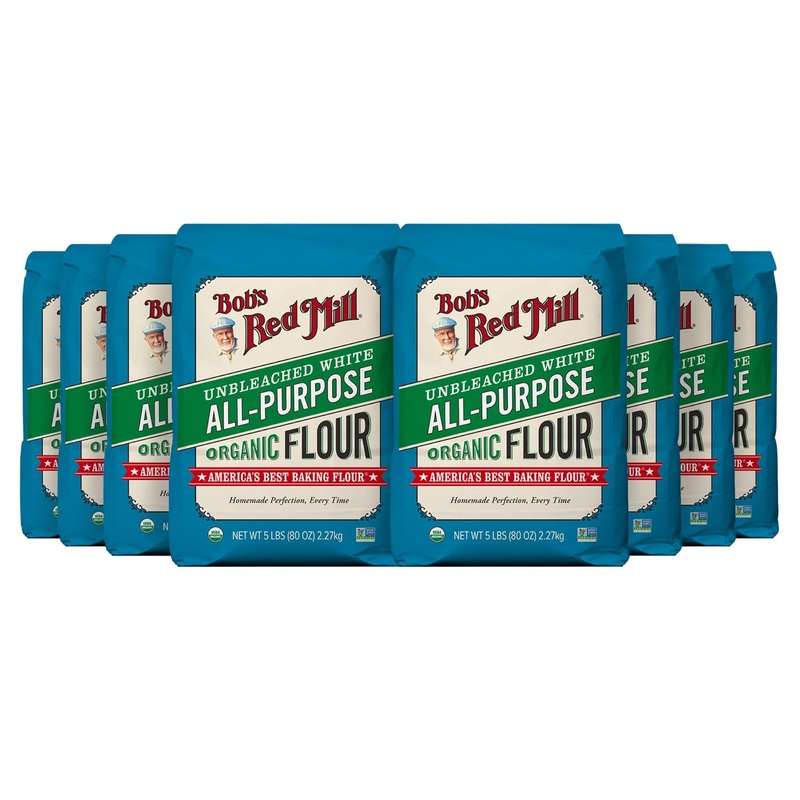 Bob'S Red Mill Organic All Purpose Unbleached Flour, 5 Lb (Pack Of 8) - Vegan, Kosher, Unbromated, Unenriched