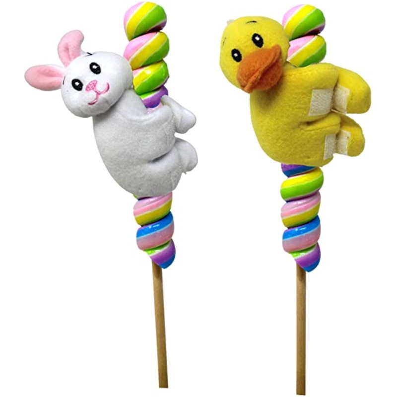 Albert's Easter Plush Rabbit and Duck with Lollipop 1.76 oz.