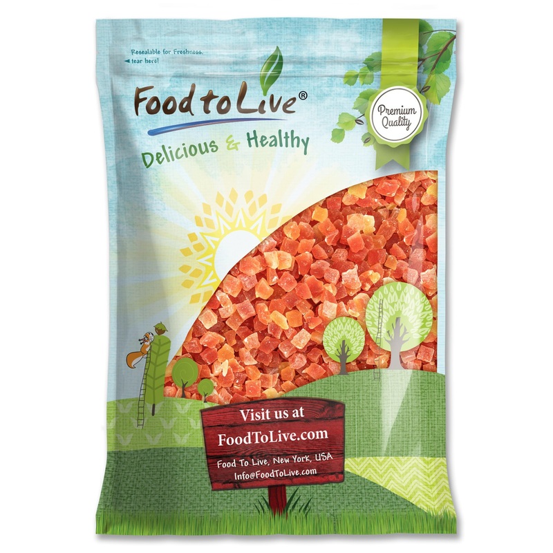 Food To Live Dried Diced Papaya, 15 Pounds Kosher, Vegan, Sweetened, Unsulfured, Bulk