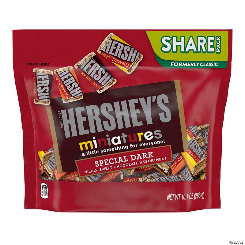 HERSHEY'S Miniatures Dark Chocolate Candy Assortment, Share Pack, 10.1 oz, 3 Pack