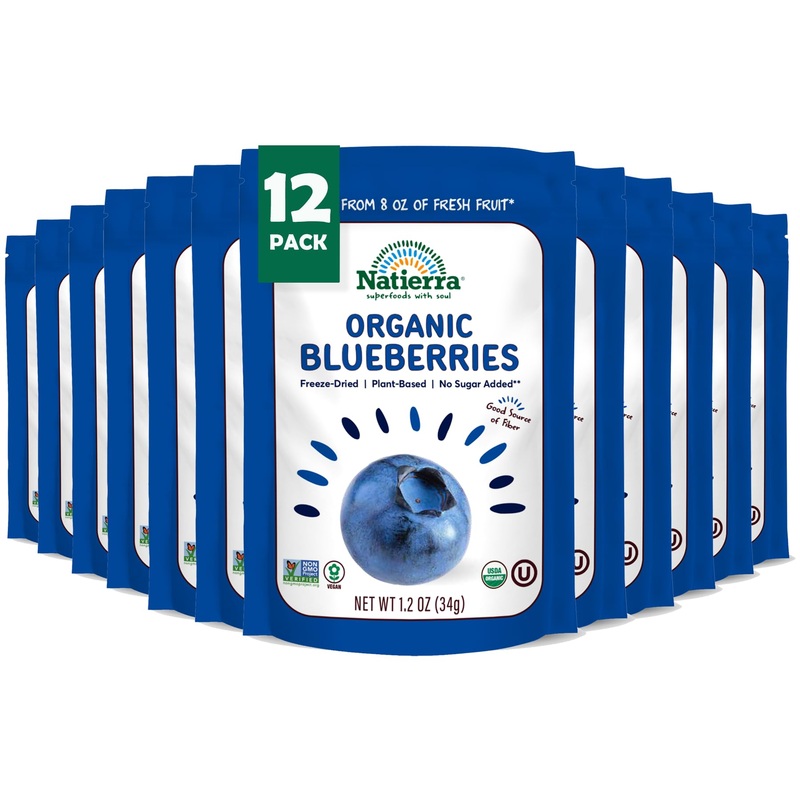 Natierra Nature'S All Foods Organic Freeze-Dried Non-Gmo & Vegan, Blueberries, 1.2 Ounce (Pack Of 12)