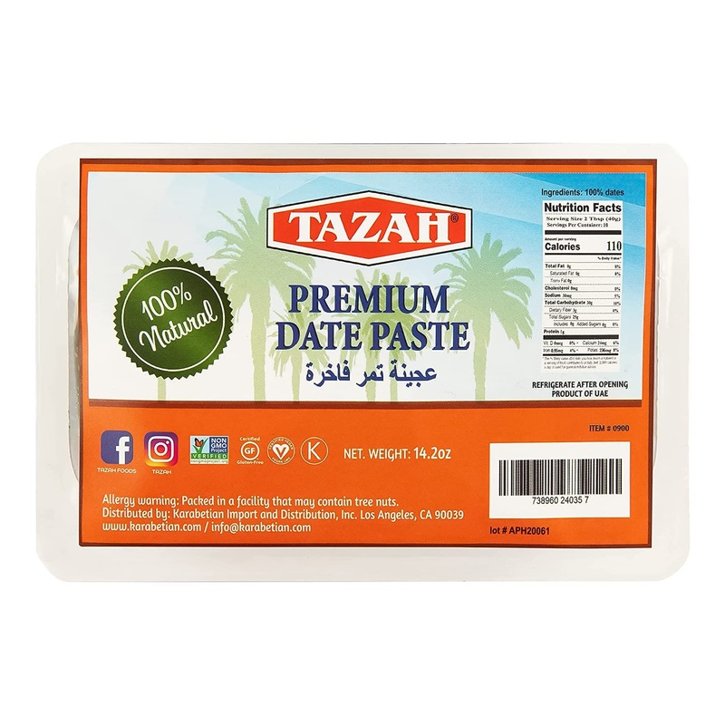 Date Paste For Baking - 14.2Oz (400G) - Pure 100% Natural Pressed Dates, Gluten-Free, Certified Vegan, Kosher - Non-Gmo - Sugar