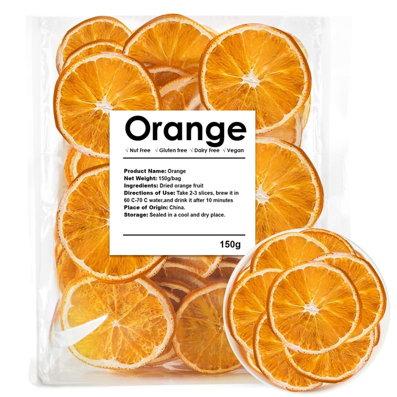 Dehydrated Dried Oranges For Cocktails, Dried Orange Slices 5.3Oz/150G, No Sugar Added Fruit Tea (5.3 Oz)