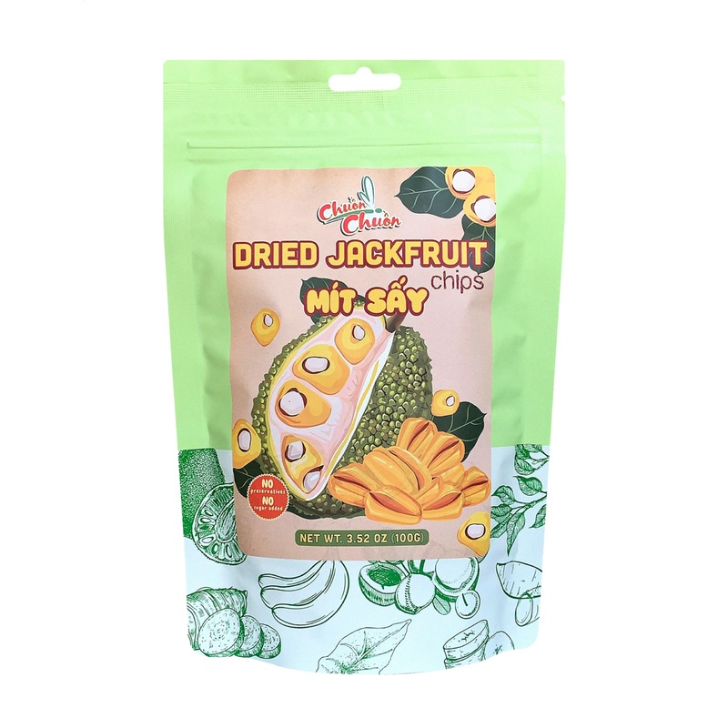 Dried Jackfruit Chips - No Preservatives, No Added Sugar, Crunchy & Naturally Sweet, 3.52 Oz (100G) - Healthy Dried Fruit Snack