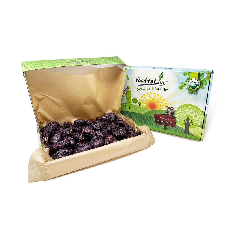 Food To Live Organic Medjool Dates, 5 Pounds Box - Non-Gmo, Whole Dried Dated With Pits, Large Size, Unsweetened, Vegan, Sirtfoo