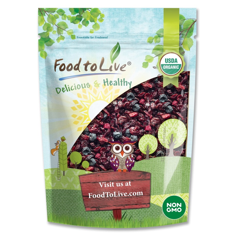 Food To Live - Organic Mixed Berries, 4 Pounds - Non-Gmo Dried Blueberries, Cranberries, And Tart Cherries, Kosher, Lightly Swee