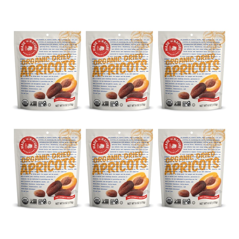 Made In Nature Organic Dried Apricots, 6 Ounce (Pack Of 6) - Vegan Snack, Non-Gmo, Unsulfured, Gluten Free, Kosher
