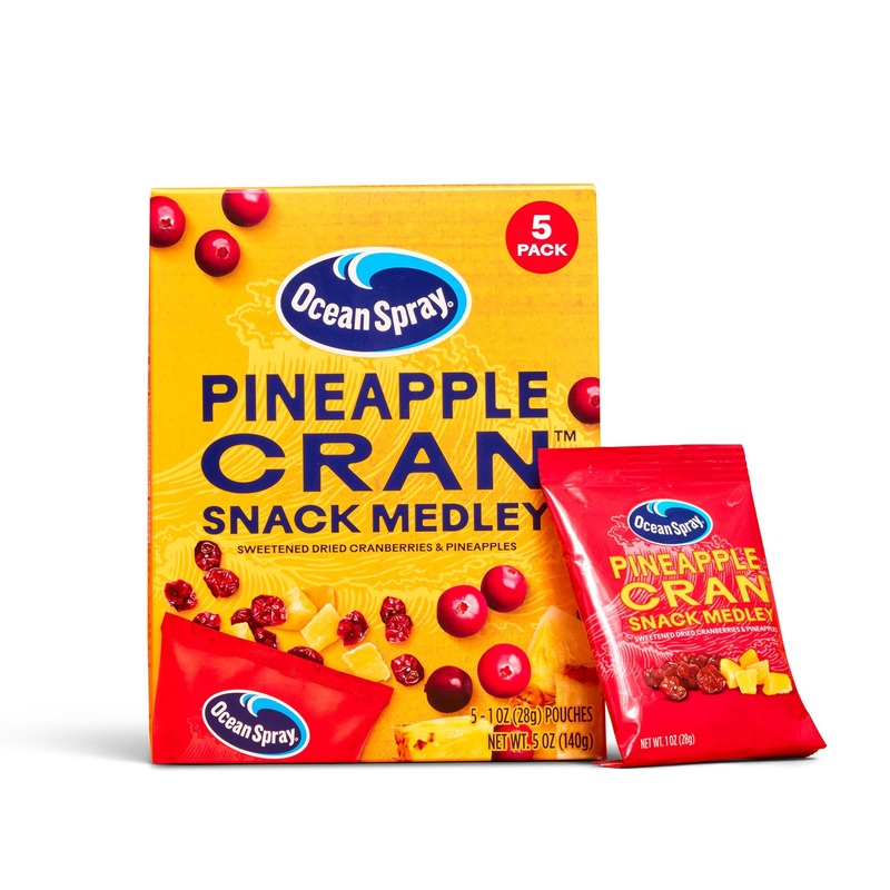 Ocean Spray Pineapple Cran Snack Medley, Cranberry And Pineapple Dried Fruit Snack, 1 Oz Pouches, 5 Count (Pack Of 10)