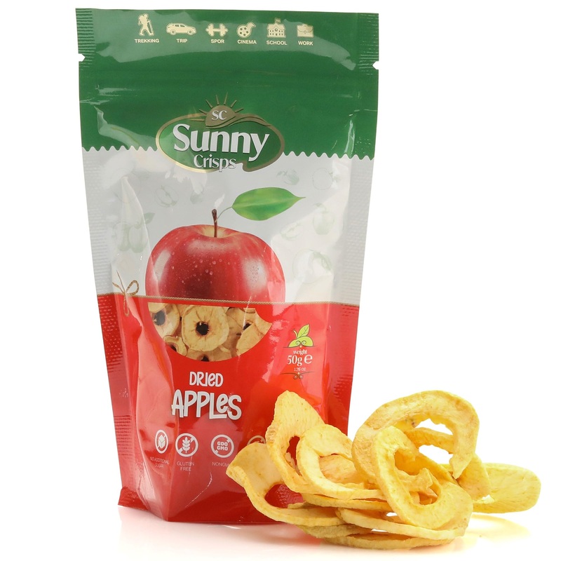 Sunny Crisps Dried Apples No Sugar Added 1.76 Oz - Chewable Dried Apple Slices For Potpourri - Ring Shaped Dehydrated Apple Slic