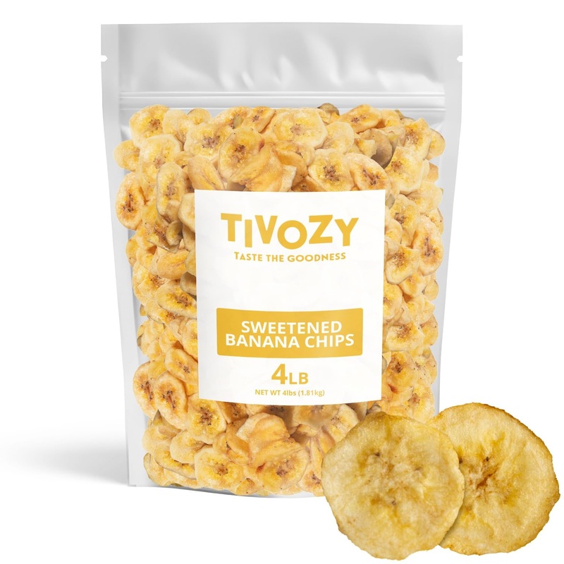 Sweetened Banana Chips - 4 Lb Healthy Snack Option, Elevate Your Healthy Lifestyle With These Delicious Banana Snacks.