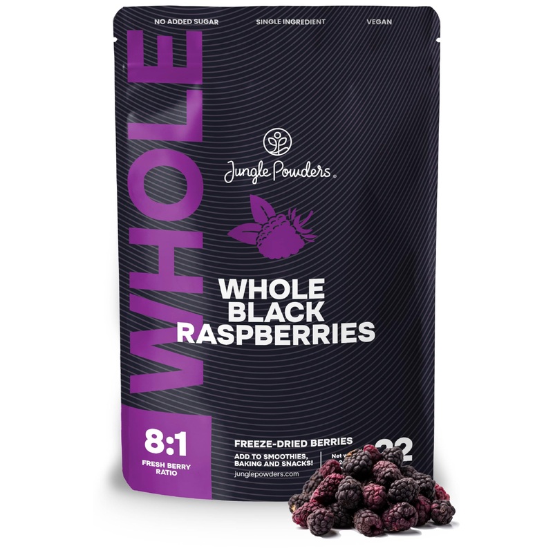 Whole Black Freeze Dried Raspberries 3.2 Ounce Bag - Dried Fruit Healthy Snacks For Kids, Dehydrated Raspberry For Baking & Deco