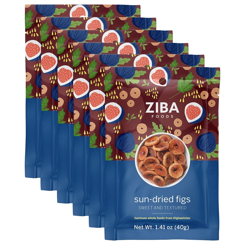 Ziba Foods Sun Dried Figs | Pack Of 6 | 1.41 Oz | No Sugar Added Non-Gmo, Gluten Free Dried Fig Snack | Vegan Figs Dried Fruit E