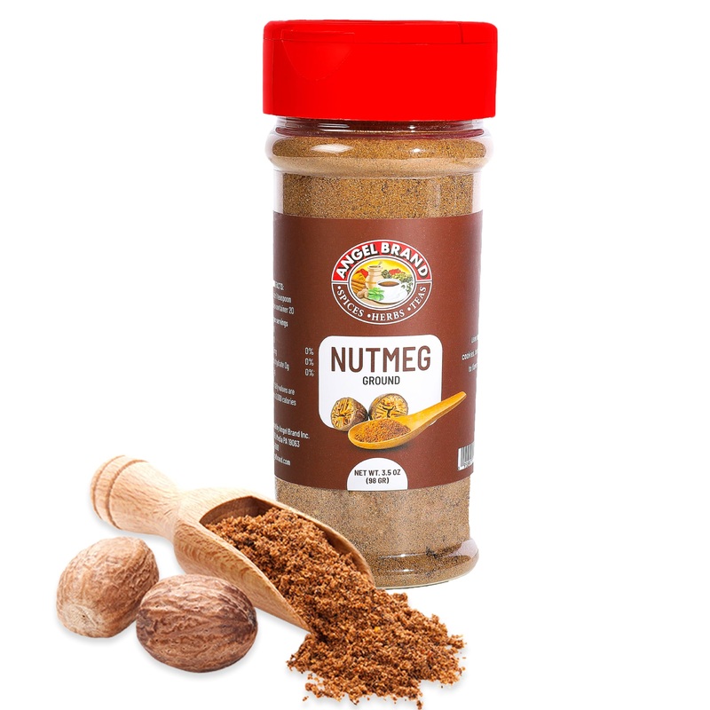 Angel Brand Ground Nutmeg 3.5 Oz Bottle - Premium Rich And Aromatic Taste Of Carefully Selected Nutmeg Ground - Versatile And Po