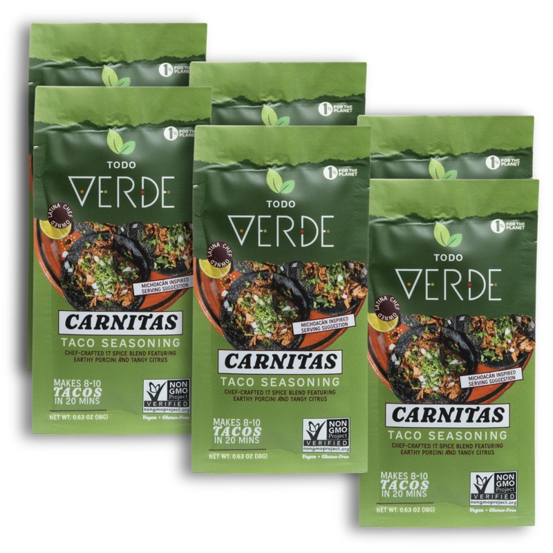 Carnitas Healthy Taco Seasoning Packets - Todo Verde Mexican Seasoning Mix | Chef Curated Taco Blends With Porcini Mushroom & Bl