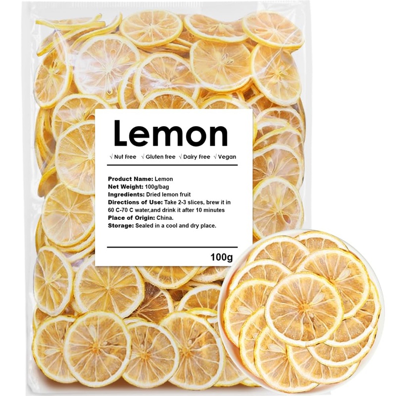 Dehydrated Dry Lemon For Cocktails, Dried Lemon 3.52Oz/100G, 100% Natural & No Additives, No Sugar Added (3.52 Oz)