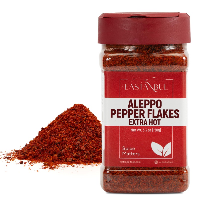 Eastanbul Extra Hot Aleppo Pepper Flakes, 5.3oz (150g) - Crushed Turkish Spice, Rich Flavor, Similar to Gochugaru Chili Flakes, Red
