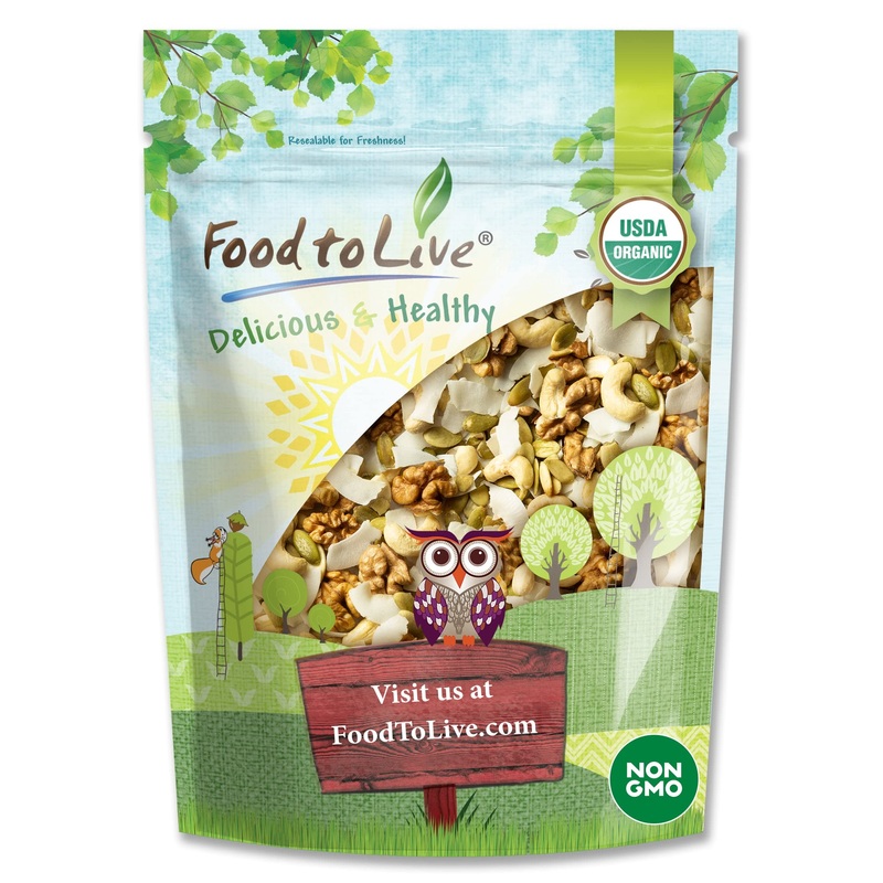 Food To Live - Organic Coconut And Friends Trail Mix, 2 Pounds - Raw And Non-Gmo Snack Mix Contains Coconut Chips, Cashews, Pump