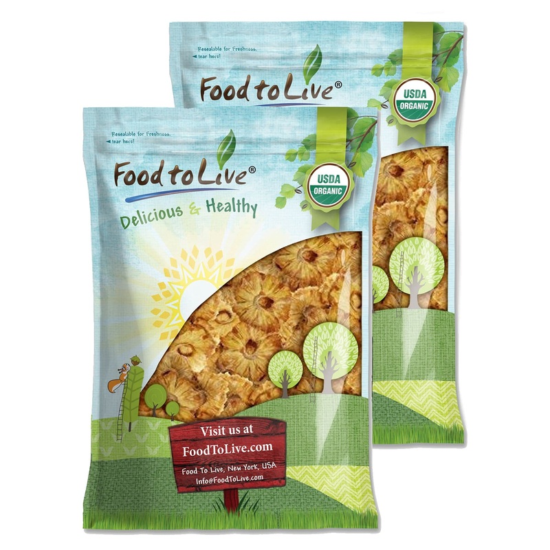 Food To Live - Organic Dried Pineapple Rings, 10 Pounds Non-Gmo, Flavorful Chewy Fruit Snack, Vegan, Unsulfured, No Sugar Added,